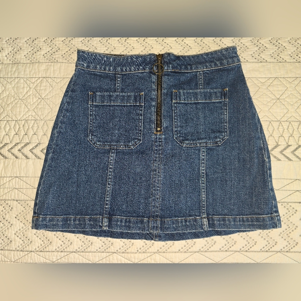 Madewell Blue Denim Skirt with Front Pockets Mini Sz 28